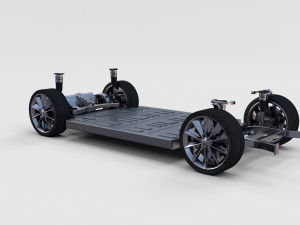 tesla model s 2016 red with chassis 3D 모델