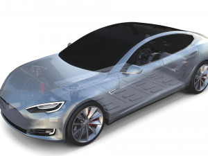 tesla model s 2016 silver with chassis 3D Model