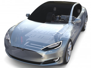 tesla model s 2016 silver with chassis 3D Model