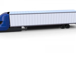 tesla truck with chassis and trailer blue 3D Model