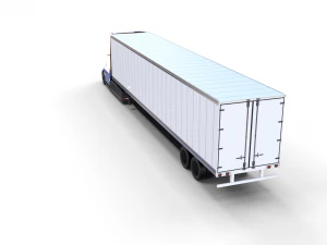 tesla truck with chassis and trailer blue 3D Model