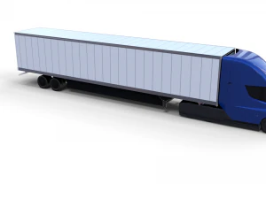 tesla truck with chassis and trailer blue 3D Model