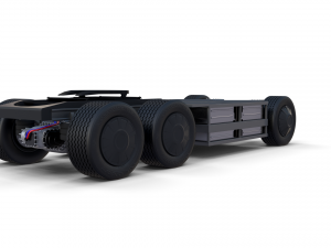 tesla truck with chassis and trailer blue 3D Модель