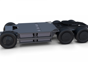tesla truck with chassis and trailer blue 3D Модель
