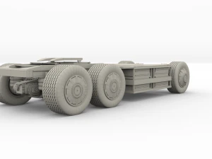 tesla truck with chassis and trailer blue 3D Model