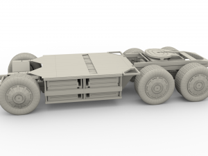 tesla truck with chassis and trailer blue 3D Модель