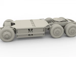 tesla truck with chassis and trailer blue 3D Model