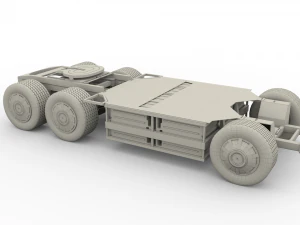 tesla truck with chassis and trailer blue 3D Model