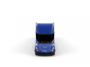 tesla truck with chassis and trailer blue 3D Модель