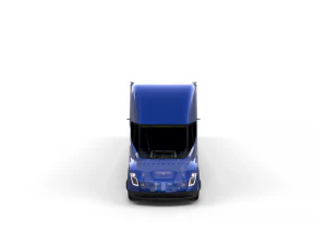 tesla truck with chassis and trailer blue 3D Model