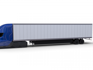 tesla truck with chassis and trailer blue 3D Модель