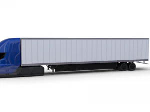 tesla truck with chassis and trailer blue 3D Model