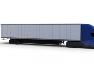 tesla truck with chassis and trailer blue 3D Модель
