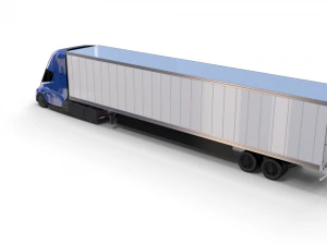 tesla truck with chassis and trailer blue 3D Model