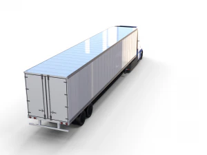 tesla truck with chassis and trailer blue 3D Model