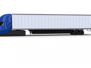 tesla truck with chassis and trailer blue 3D Модель