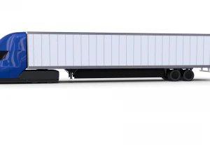 tesla truck with chassis and trailer blue 3D Model