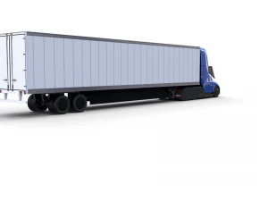 tesla truck with chassis and trailer blue 3D Model