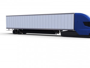 tesla truck with chassis and trailer blue 3D Модель