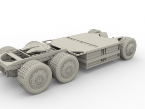 tesla truck with chassis silver 3D Модель