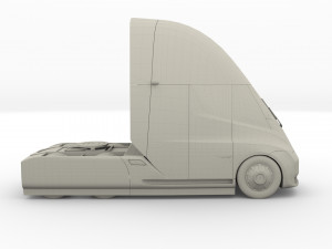 tesla truck with chassis silver 3D Модель