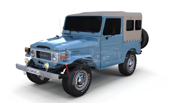toyota land cruiser fj 40 soft top with chassis 3D 模型 .c4d .max .obj .3ds .fbx .stl .blend 