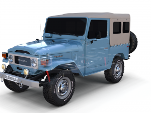 toyota land cruiser fj 40 soft top with chassis 3D मॉडल