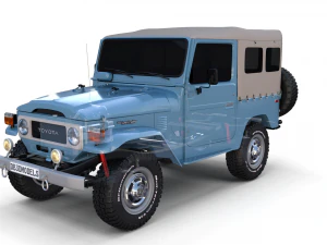 toyota land cruiser fj 40 soft top with chassis 3D Model