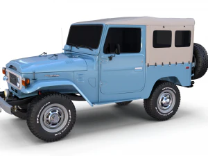 Toyota Land Cruiser FJ 40 с мягким верхом и шасси 3D Модель