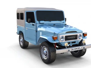 Toyota Land Cruiser FJ 40 с мягким верхом и шасси 3D Модель