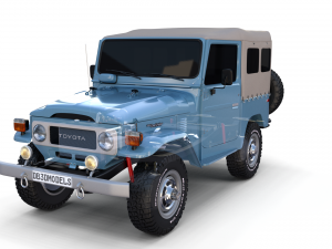 toyota land cruiser fj 40 soft top with chassis 3D 模型