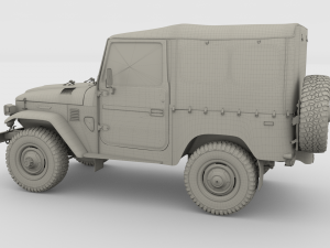 toyota land cruiser fj 40 soft top with chassis 3D 模型