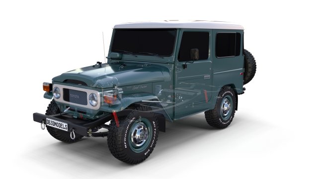 toyota land cruiser fj 40 with chassis 3D 模型 .c4d .max .obj .3ds .fbx .stl .blend 