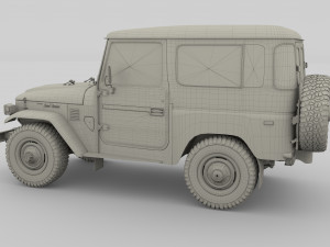 toyota land cruiser fj 40 with chassis 3D 模型