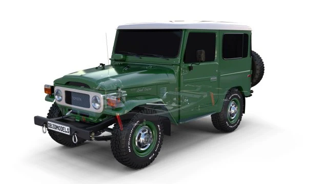 Toyota Land Cruiser FJ 40 с шасси зеленый 3D Модель .c4d .max .obj .3ds .fbx .stl .blend 