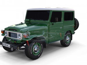toyota land cruiser fj 40 with chassis green 3D Model
