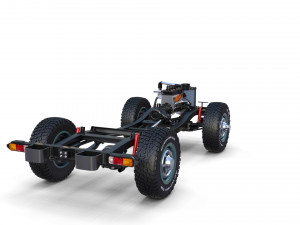 toyota land cruiser fj 40 with chassis green 3D Модель