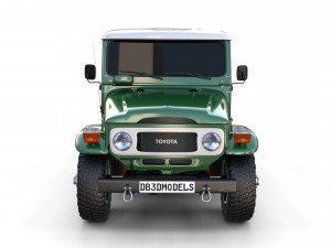 toyota land cruiser fj 40 with chassis green 3D Модель