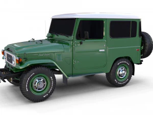 Toyota Land Cruiser FJ 40 с шасси зеленый 3D Модель
