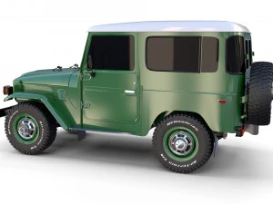 Toyota Land Cruiser FJ 40 с шасси зеленый 3D Модель