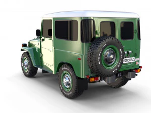 Toyota Land Cruiser FJ 40 с шасси зеленый 3D Модель