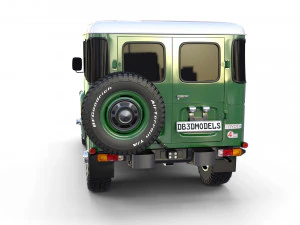 Toyota Land Cruiser FJ 40 с шасси зеленый 3D Модель