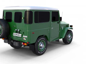 Toyota Land Cruiser FJ 40 с шасси зеленый 3D Модель