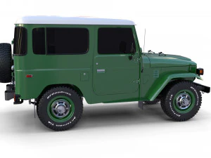 Toyota Land Cruiser FJ 40 с шасси зеленый 3D Модель