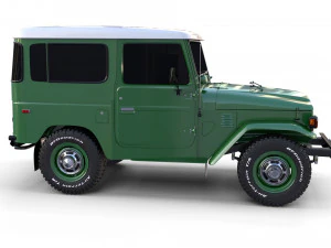 Toyota Land Cruiser FJ 40 с шасси зеленый 3D Модель