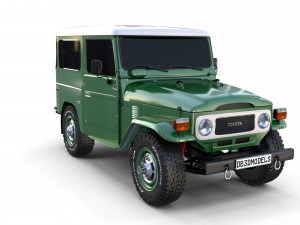 toyota land cruiser fj 40 with chassis green 3D Модель