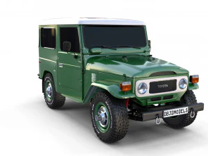 Toyota Land Cruiser FJ 40 с шасси зеленый 3D Модель