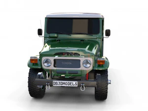 Toyota Land Cruiser FJ 40 с шасси зеленый 3D Модель