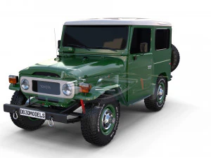 Toyota Land Cruiser FJ 40 с шасси зеленый 3D Модель