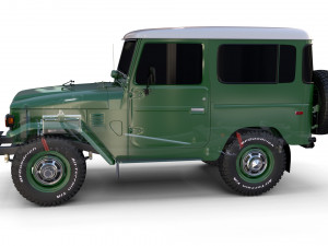 toyota land cruiser fj 40 with chassis green 3D Модель